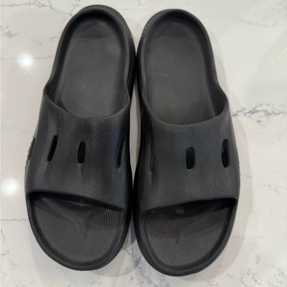 Hoka Black Slide Sandals with Contoured Footbed